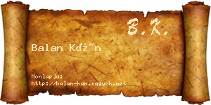 Balan Kán névjegykártya